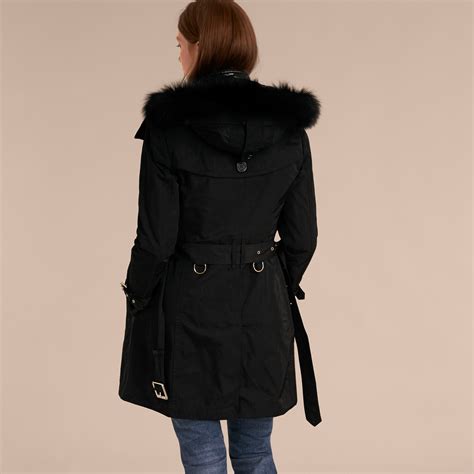 burberry trench coat with fur hood